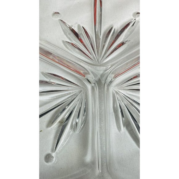 MIKASA 12 inch Divided Server Dish Clear Crystal Thick Glass Christmas Tidings - Picture 4 of 10